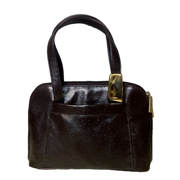 Bueno Collection Cross Body Handbag Purse Medium Sz 12" x 8" Faux Ostrich Brown - Picture 1 of 8